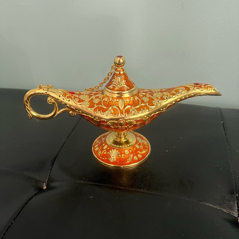 Ornate Gold and Orange Decorative Lamp